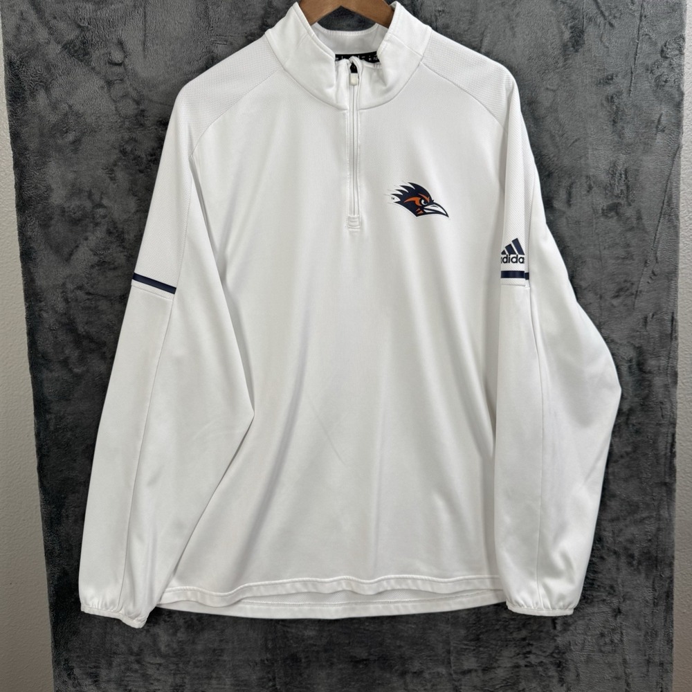Adidas UTSA Roadrunners 1/4 Zip Long sleeve Climalite Pullover. White Sz. XL